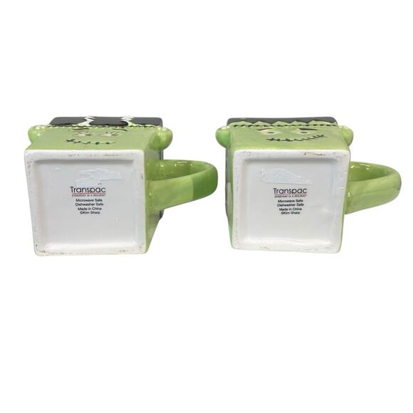 Transpac Frankenstein & Bride Ceramic Mug Set Of 2 Halloween His & Hers - Picture 7 of 10
